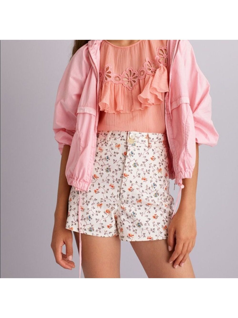 Rebecca Taylor Vine-Embroidered Twill Shorts